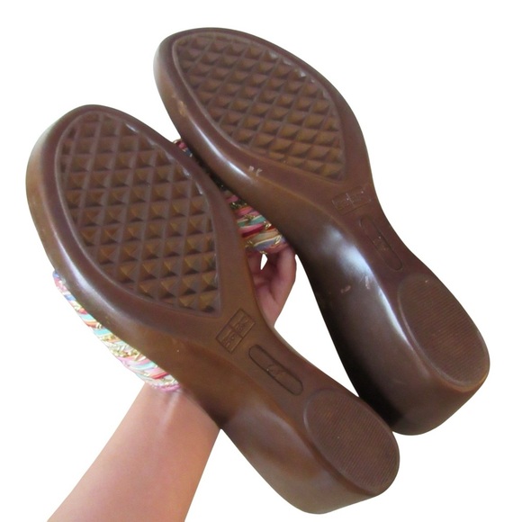 A2 By Aerosoles Say Yes Woven Sandals 9.5 Wedge Heel Multicolor Colorful Boho - Picture 9 of 9